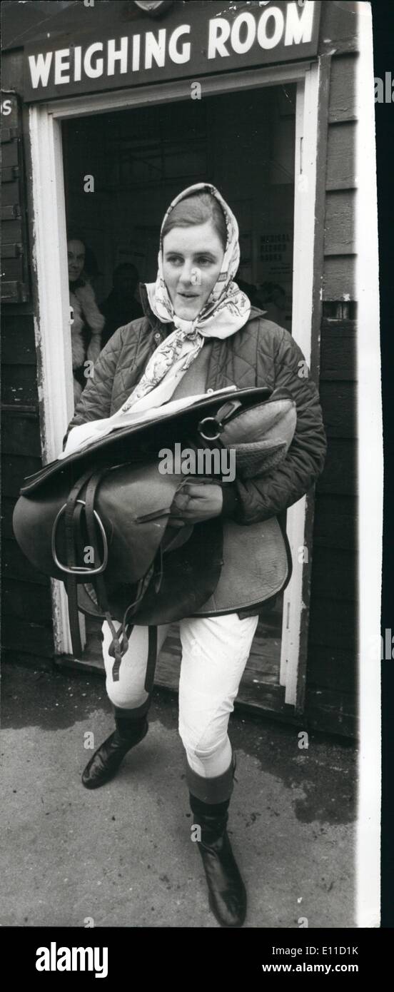 Apr. 04, 1977 - None But The Brave: You have to be brave to jump the Grand National fences, more so if you are a woman, Charlotte Brew is going to be the first women to ride in the Grand National when she lines up for the start on her horse Barony Fort, at Aintree tomorrow. Stock Photo