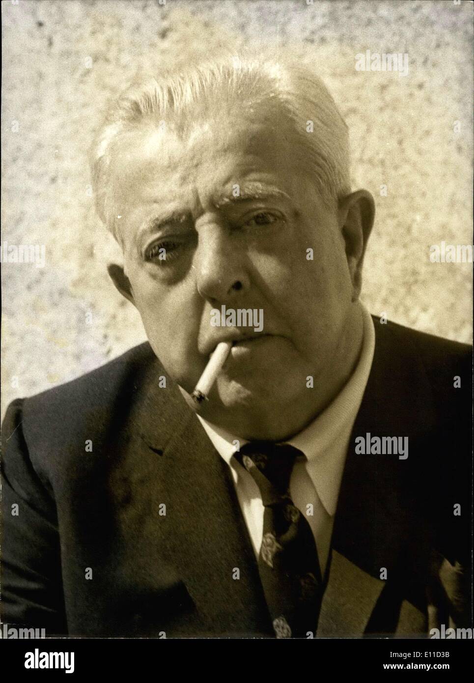 Apr. 12, 1977 - Jacques Prevert died at 77 years old last night on his property in Omonville-La-Petite. Lots of people are mourning his death. He wrote scripts for more than 70 movies and he wrote successful songs, likes ''The Dead Leaves,'' which he wrote with Kosma. Stock Photo