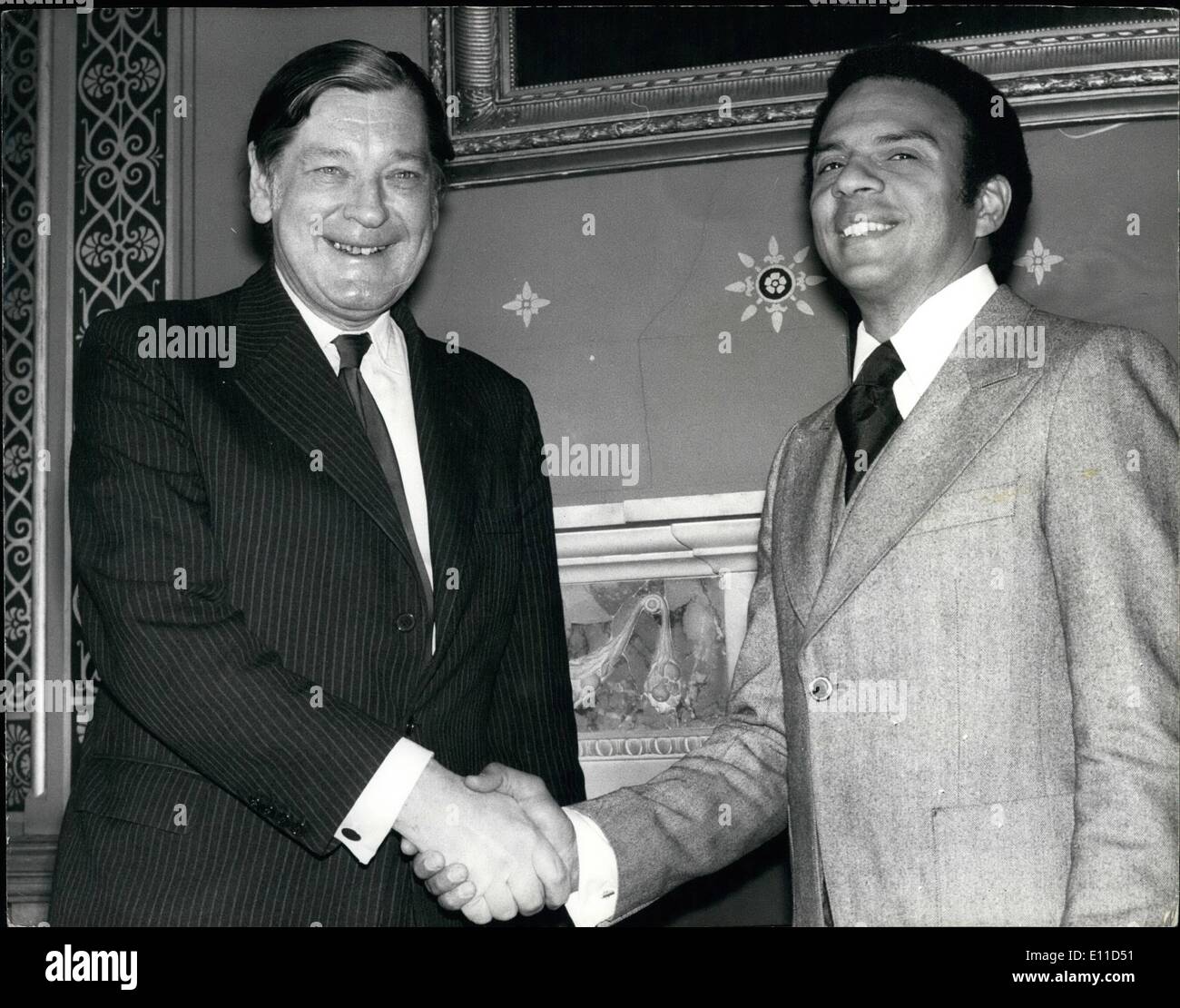 Feb. 02, 1977 - ANDREW YOUNG UNITED STATES AMBASSADOR TO THE U.N. CAMS ON THE FOREIGN SETARY AT THE FOREIGN OFFICE The new U. Stock Photo