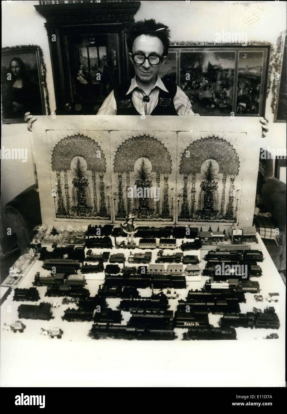 Feb. 23, 1977 - For twenty years, Hungary's Arnold Gross collected miniature trains starting all the way back to the invention of the steam engine. Stock Photo