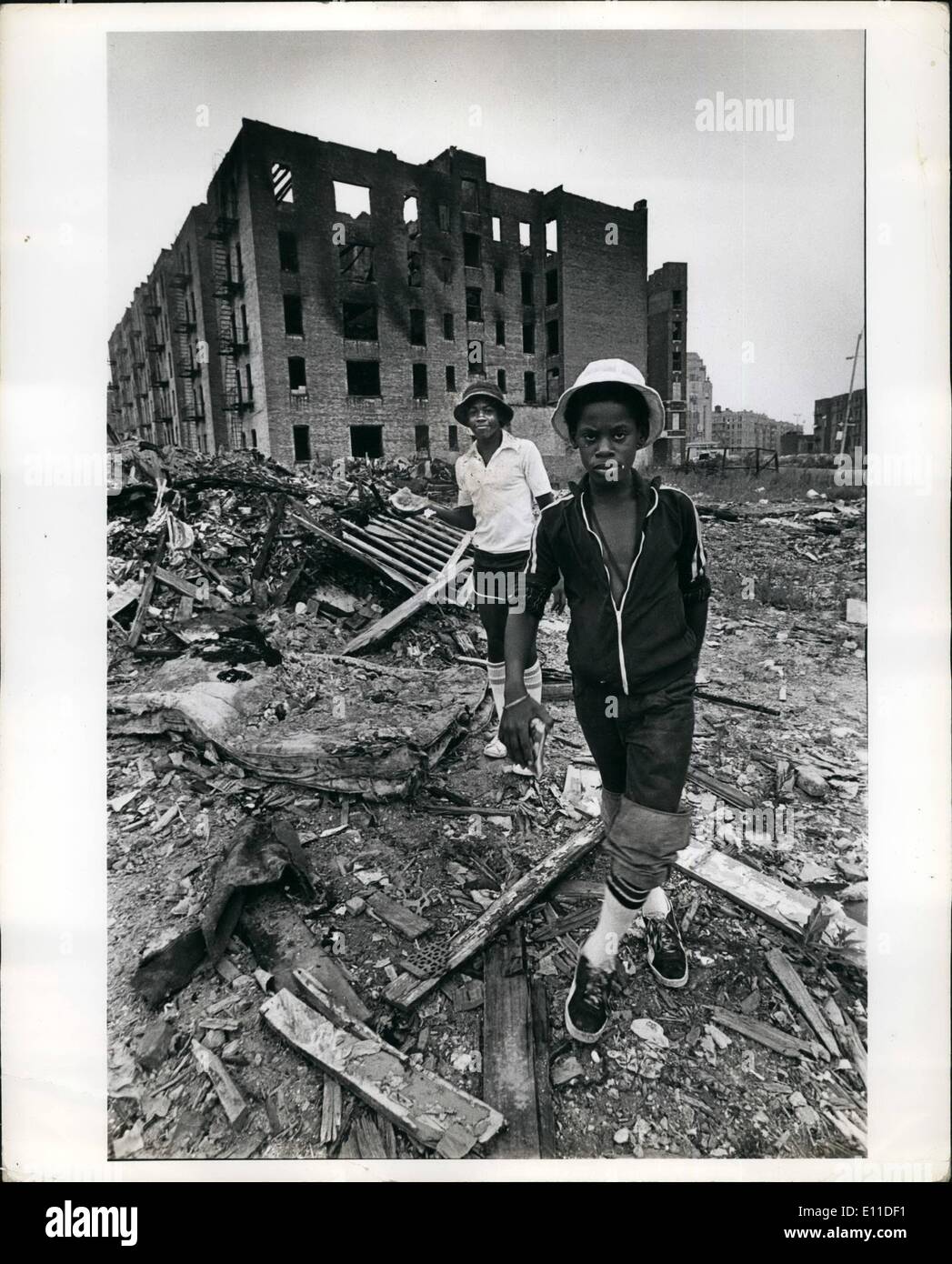 Aug. 08, 1977 - Black youngsters playing around in the rs of the South Bronx. Stock Photo