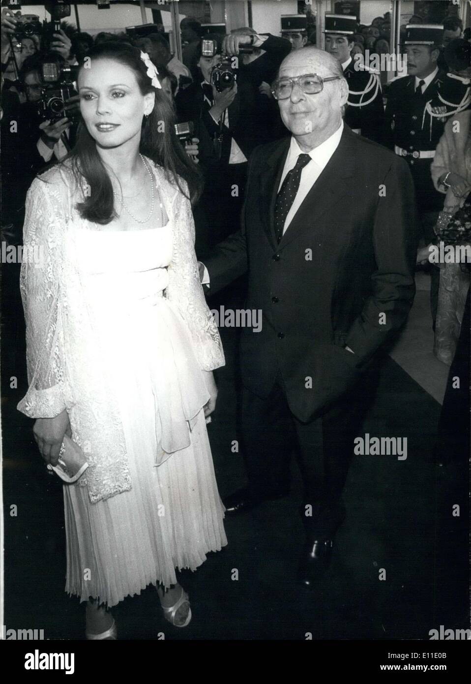May 16, 1977 - Italian director Roberto Rossellini, President of the Festival's board, and actress Marthe Keller, also a member Stock Photo
