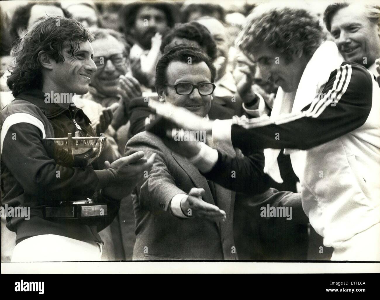 Jun. 06, 1977 - French Open Winner Guillermo Vilas and Loser Brian Gottfried .co Stock Photo