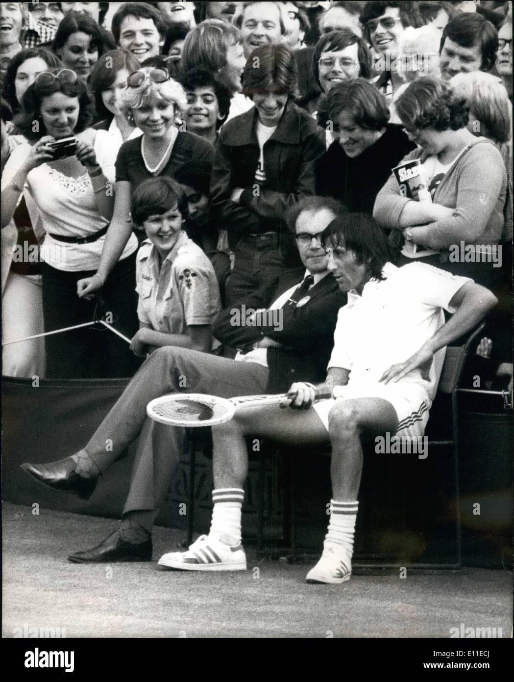 Jun. 06, 1977 - Wimbledon Tennis Nastase is booed off the court after umpire sterm; During hi match against Andrew Pattisen, of Stock Photo