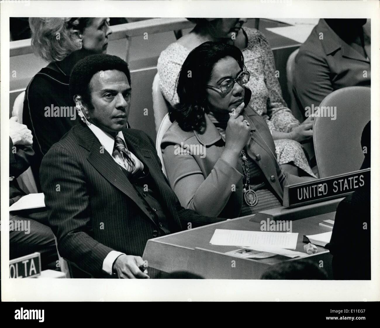 Sep. 09, 1977 - UN General Assembly -September 20,1977.: US Ambassador Andrew Young - Coretta King Stock Photo