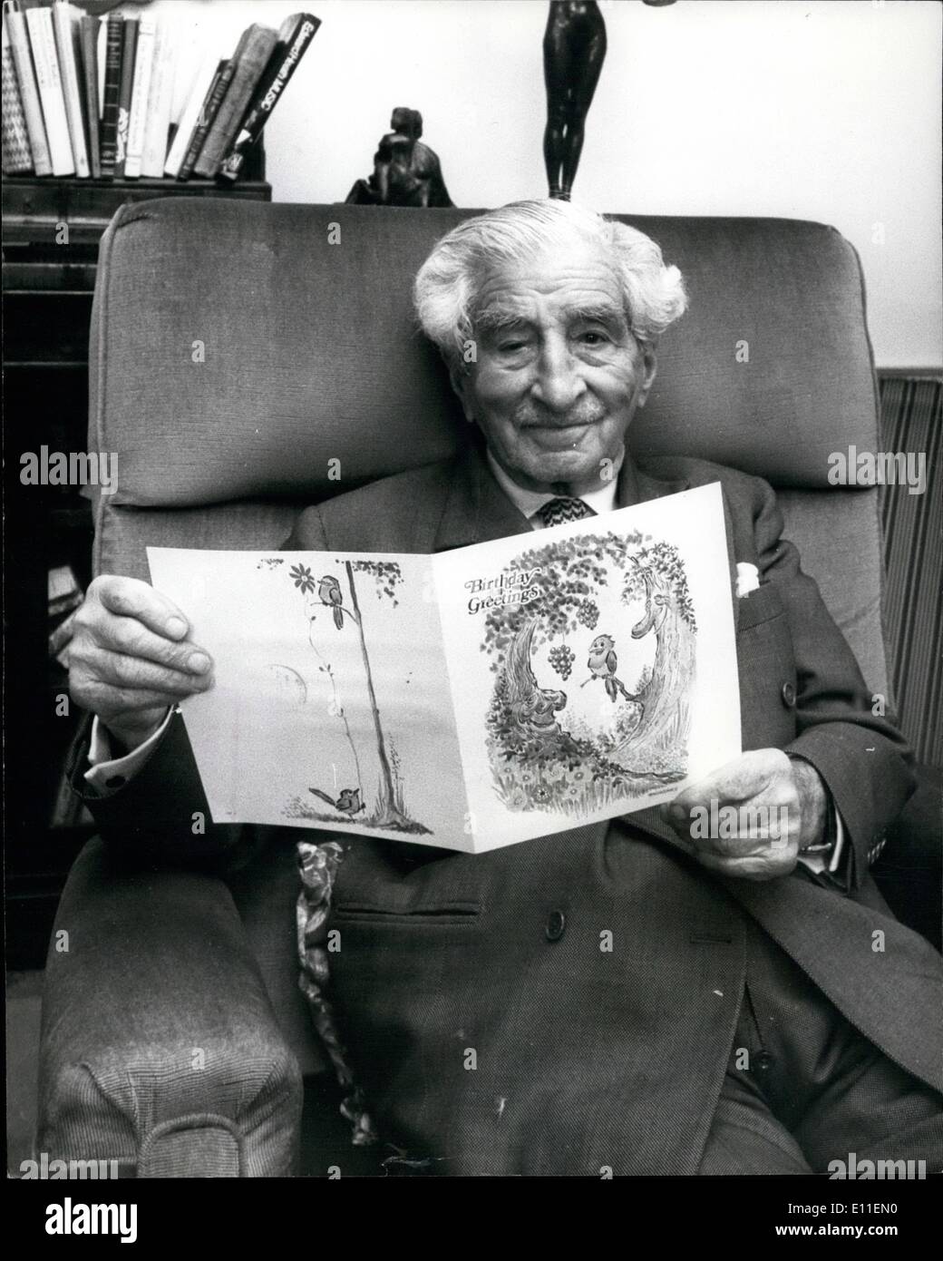 Jun. 06, 1977 - Sir Robert Mayer is 98 on Sunday: Sir Robert founder of 'Youth and Music' will be celebrating his 98th birthday Stock Photo
