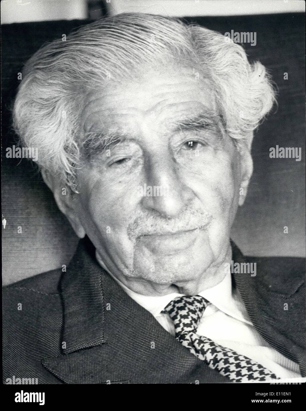 Jun. 06, 1977 - Sir Robert Mayer is 98 on sunday: Sir Robert founder of 'Youth and Music' will be celebrating his 98th birthday Stock Photo
