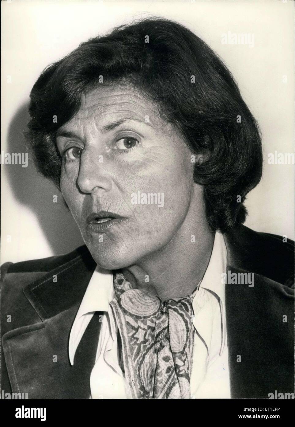 Jun. 09, 1977 - Mrs. Monique Pelletier, who will take on drug problems in France according to President Giscard d'Estaing, held Stock Photo