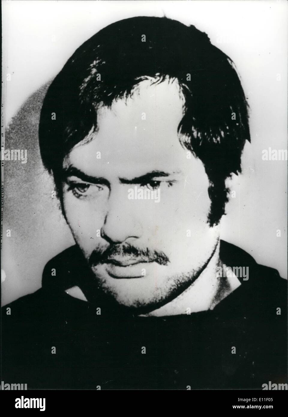 Oct. 10, 1977 - Andreas Baader And His Girlfriend Gudrun Kill Themselves In Jail. Andreas Baader, 34, the leader of the Red army faction, the terrorist gang known as the Baader-Meinhof group and his girlfriend Gudrun Ensslin, 37, who became co-leader with Baader after the suicide in prison last year of Ulrike Meinhof, killed themselves in the prison at Stuttgart where they are serving life. Other members if the gang it is believed have killed themselves, or tried to do so. Photo Shows:- Baader, the leader of the Baader-Meinhof group who shot himself in prison. Stock Photo