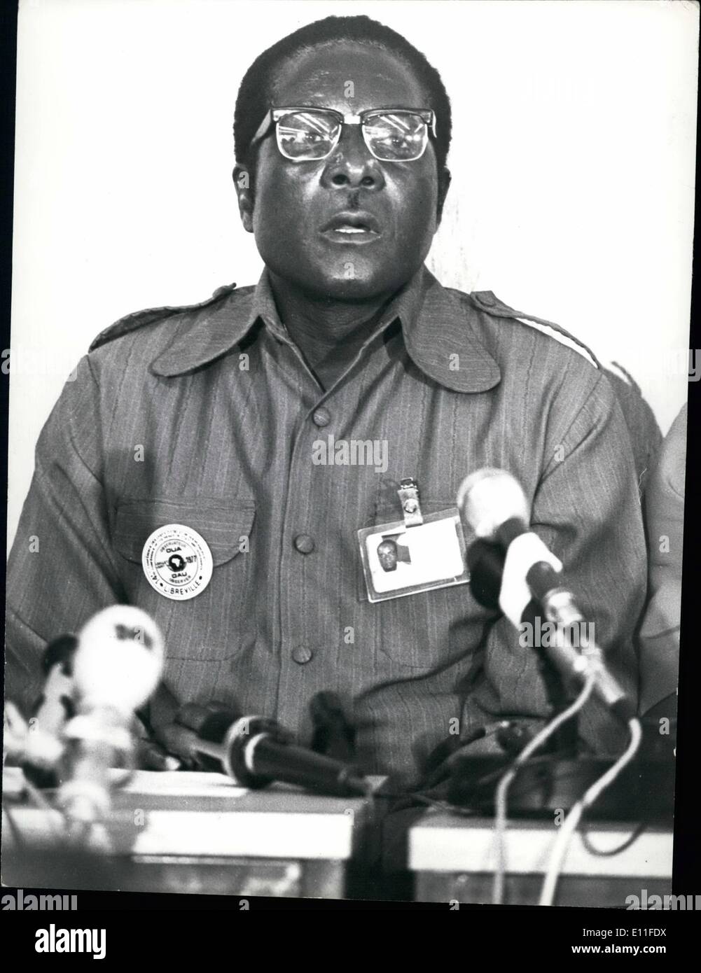 Jul. 07, 1977 - Mugabe: Rhodesia Robert Mugabe ,one of the Leader of the Patriotic Front, leading the Guerilla war Against Rhodesia.Pictured during the OAUSummit in Libreville, Gabon. Stock Photo