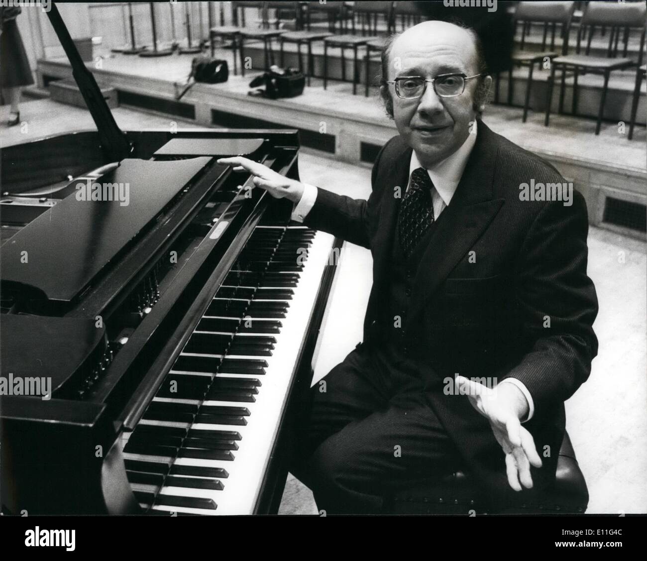 Nov. 11, 1977 - Russian Gennadi Rozhdestvensky The New BBC Symphony Orchestra's Chief Conductor At a press conference, held at Langham Gallery, the BBC announced the appointment to the BBC Symphony Orchestra of Gennadi Rozhdestvensky as Chief Conductor. The Orchestra has been without a Chief conductor since the death of Rudolf Kempe in May last year. Gennadi was born in Moscow in 1931, he has been chief conductor of the Bolshoi Theatre and USSR Radio and Television Symphony Orchestra. He made his d&eacute;but with the BBC Symphony Orchestra in 1969 with his wife, pianist Viktoria Postnikeva Stock Photo