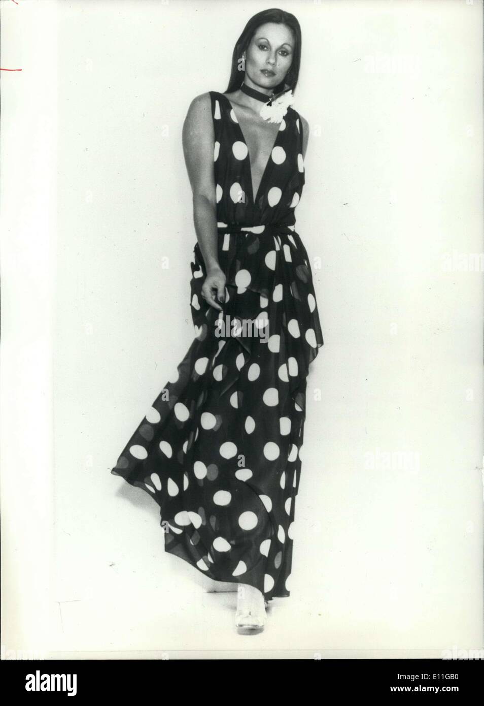 Jan. 17, 1978 - Carven Spring-Summer Collection Polka Dot Cotton Dress Stock Photo