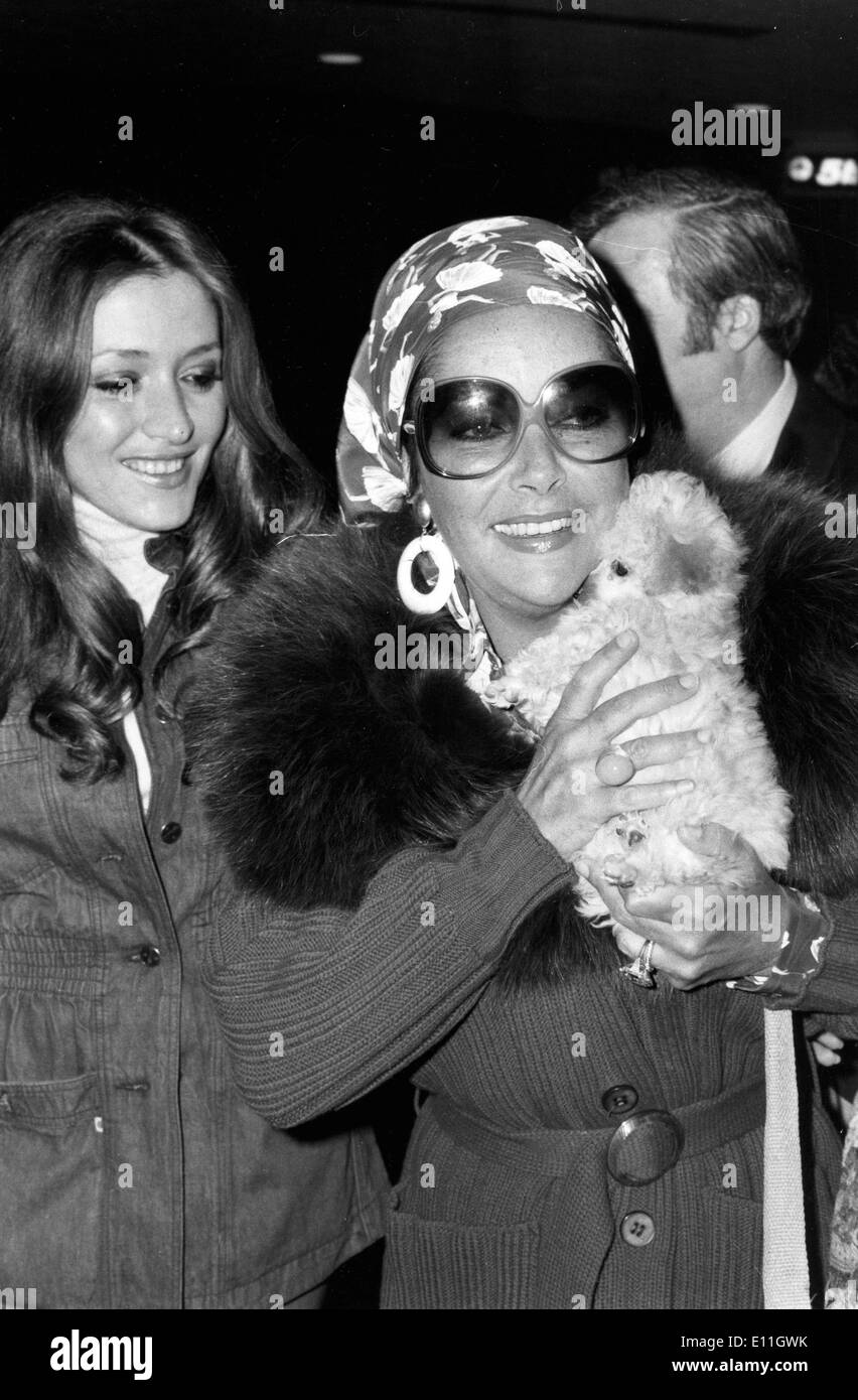Actress Elizabeth Taylor carrying her puppy Stock Photo