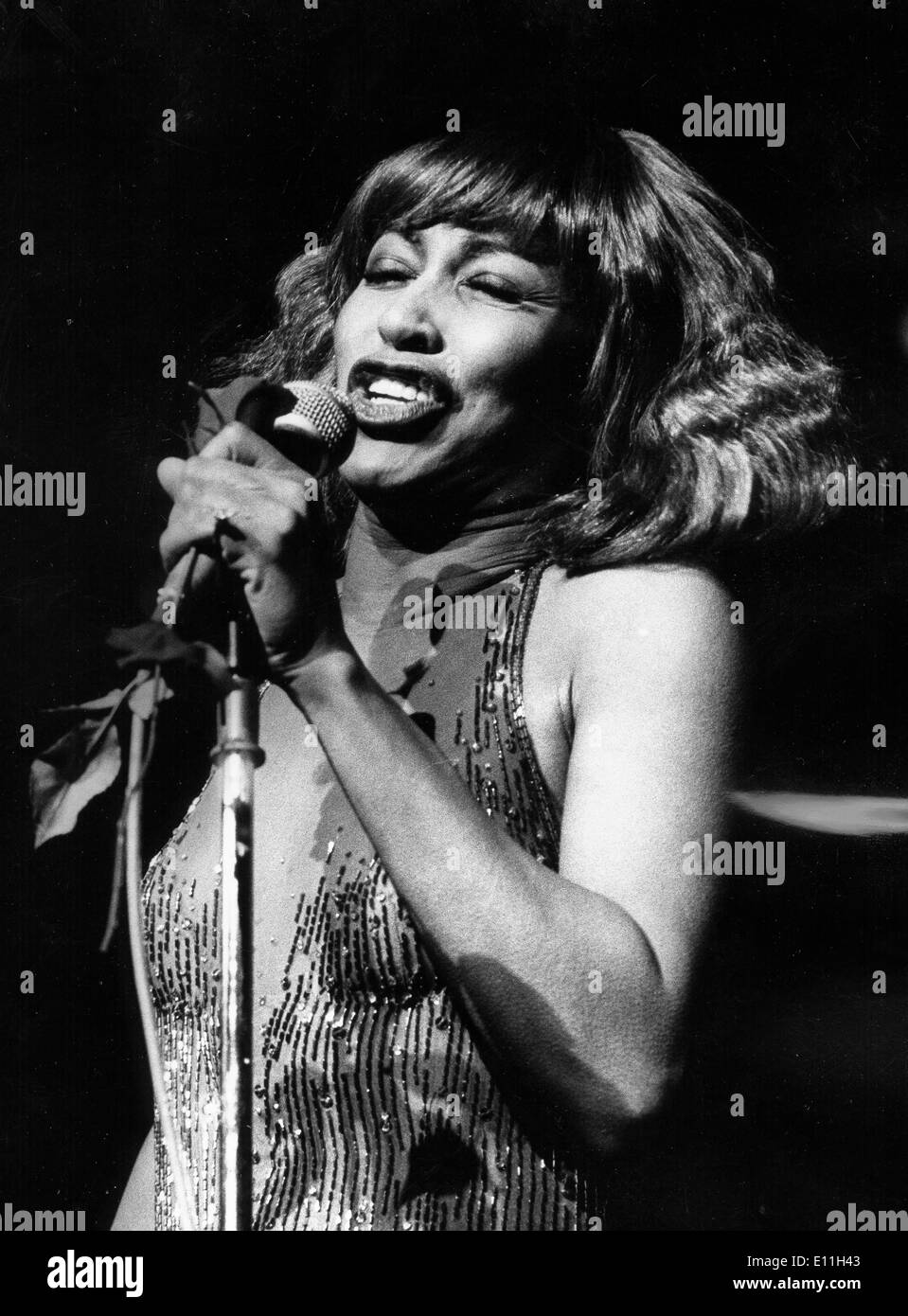 Singer Tina Turner performs at Hammersmith Odeon Stock Photo