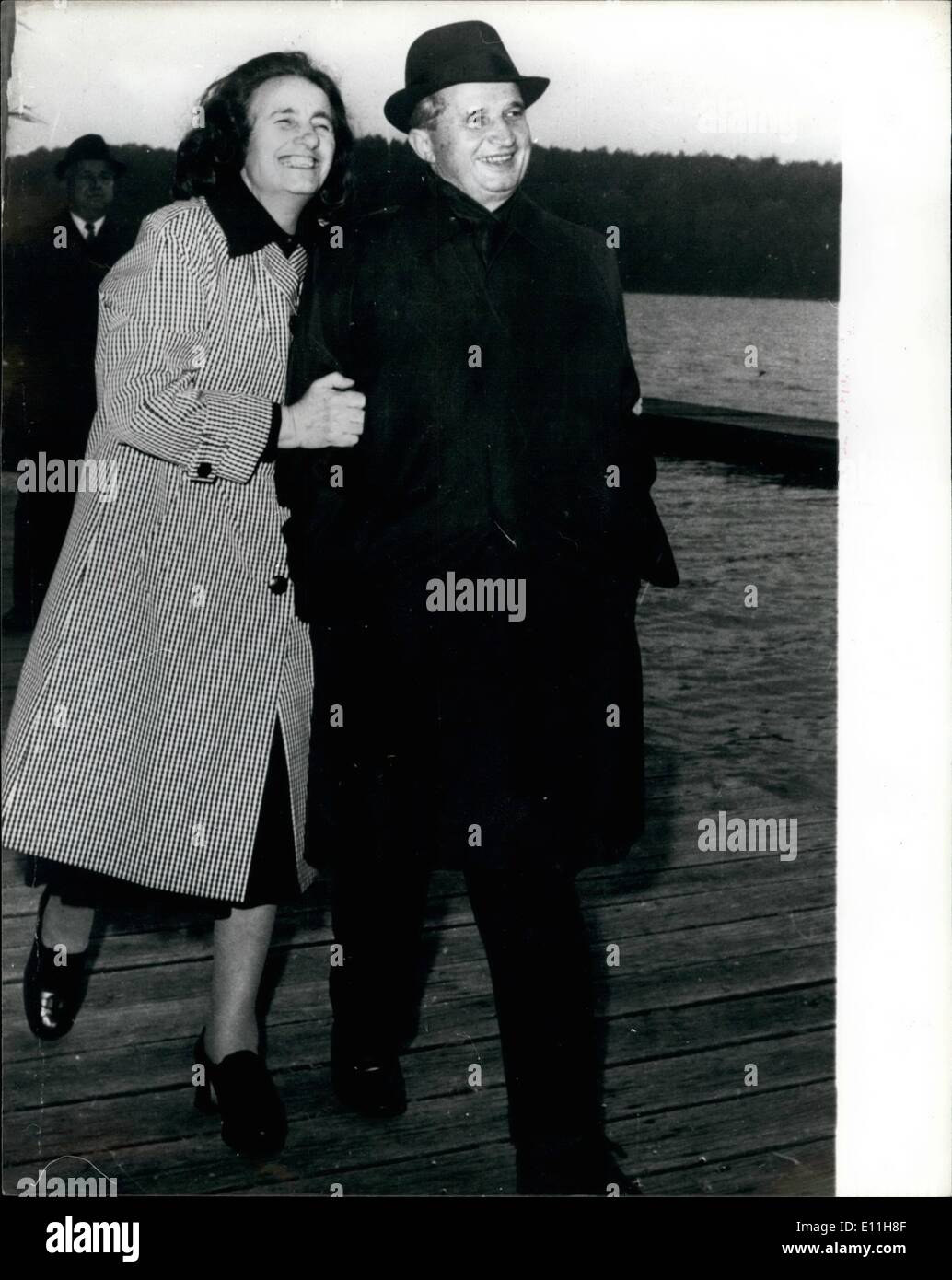 Jan. 01, 1978 - Romania President 60th Birthday: Nicholas Ceausescn, President Of Romania, And General Secretary On The Romanian Communist Party, Will Be 60 Tomorrow 26 January, Is Seen With His Wife Elena At Snagow Park, Bucharest. Stock Photo