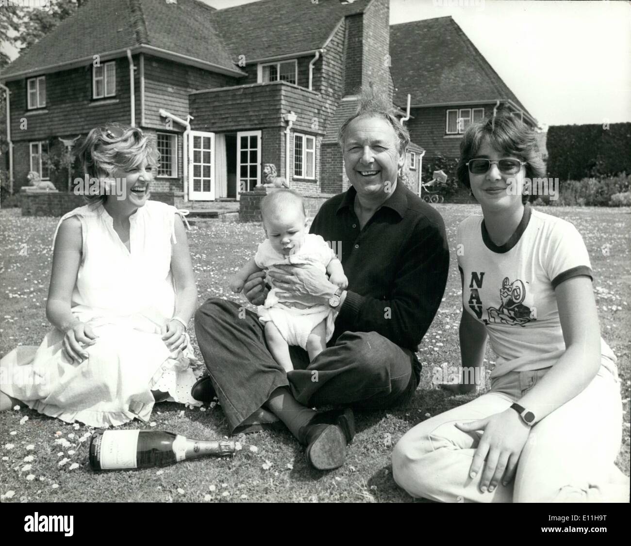 Jun. 06, 1978 - Sir Freddie Laker and his family celebrate in the sun: Sir Freddi Laker, 55, Pioneer of cheap flights, received Stock Photo