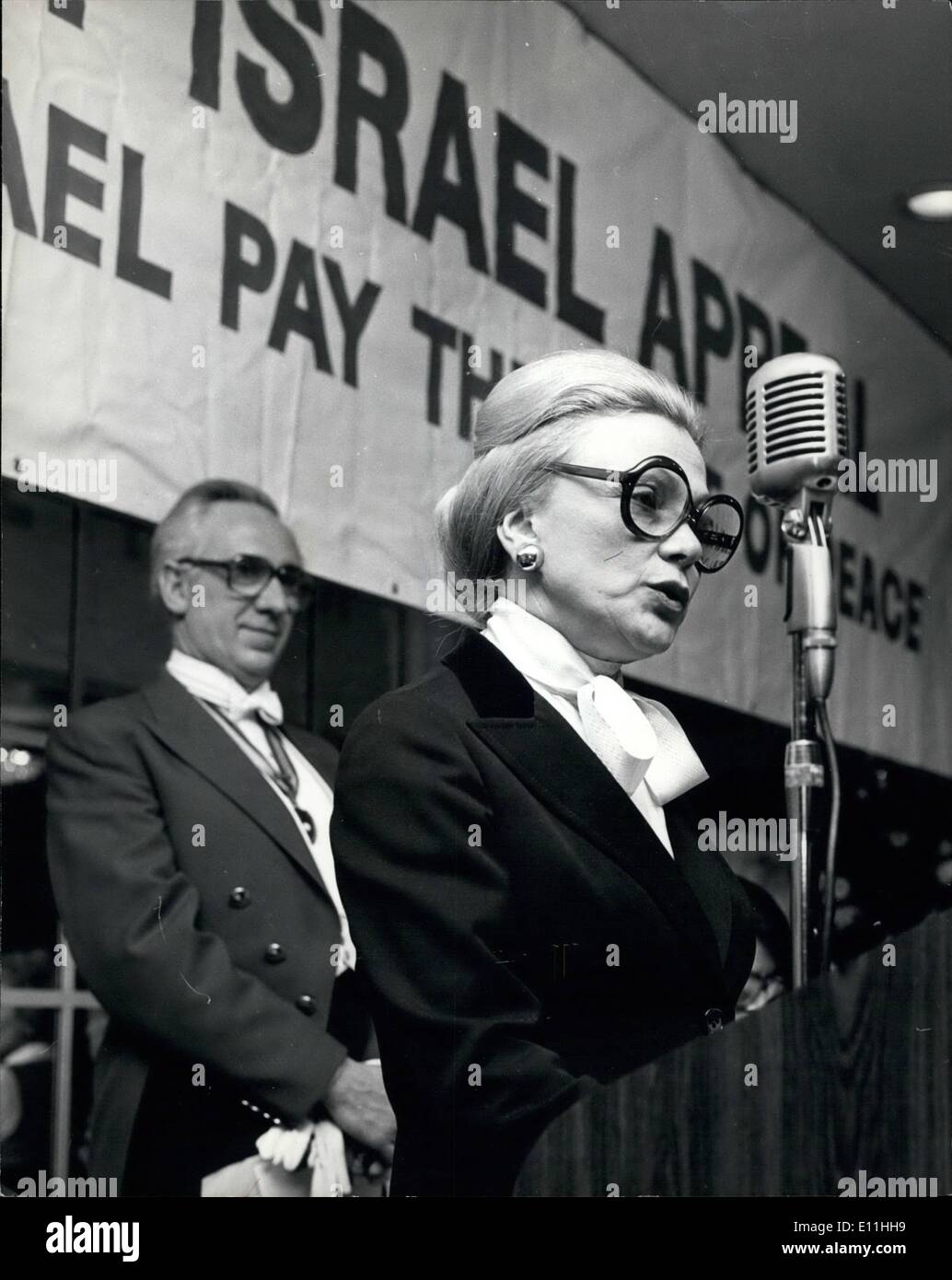 Mar. 03, 1978 - Mrs. Moshe Dayan speaks at AK Luncheon in London: Mrs. Rachel Dayan the wife of Israel foreign minister Moshe Dayan, who is in London for a visit, addressed the joint Israel Appeal (women division) Annual Luncheon in London yesterday. Photo shows Mrs Rachel Dayan during her address to the joint Israel Appeal Luncheon in London yesterday. Stock Photo