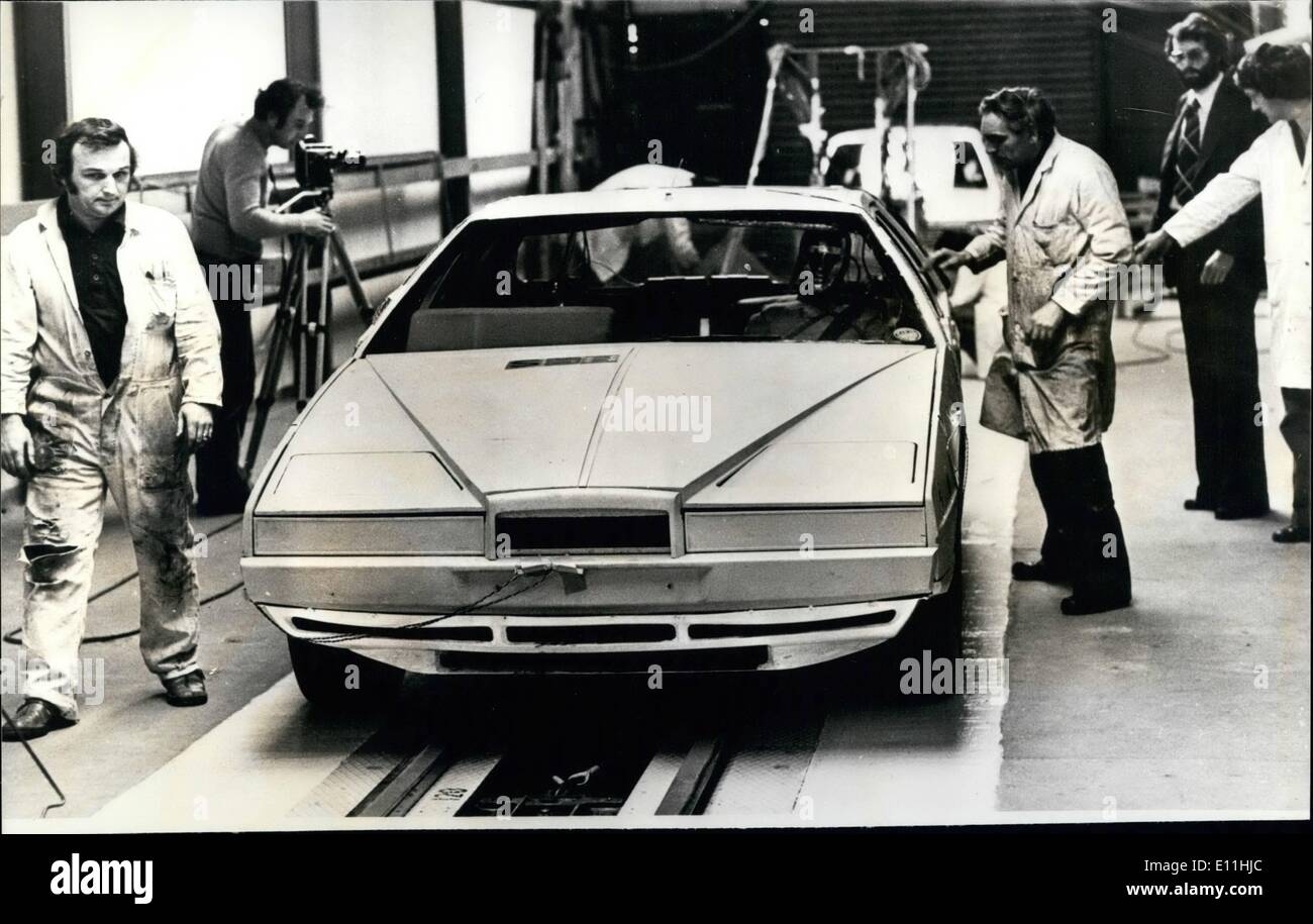 Mar. 14, 1978 - March 14th 1978 Bang goes &pound;32,650 car. This Lagonda car, which according to Aston Martin will Ã¢â‚¬Ëœbeat the world', was put through a grueling trial to test its safety factor. This computer controlled car was driven at 30 mph into a 200 ton block of concrete, the equivalent to a 60 mph crash on the road. Photo Shows: The beautiful and expensive Aston Martin Lagonda is prepared for its safety test. Stock Photo