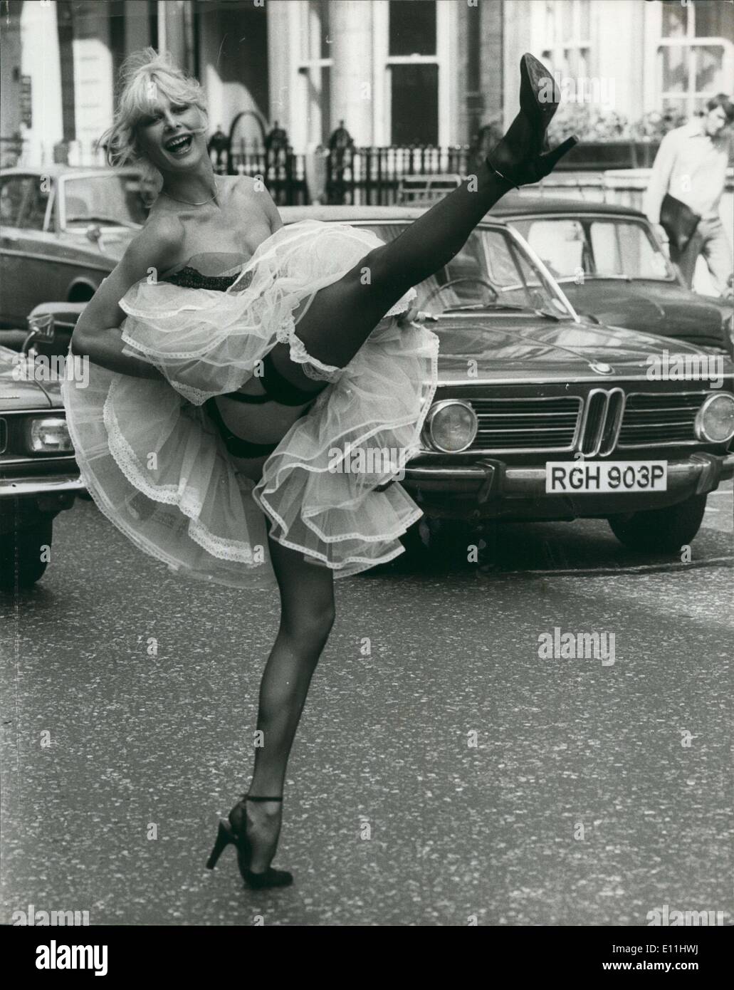 Jul. 07, 1978 - The Legs steal The Show: Model and ''pop'' singer Jilly Johnson, was modelling Autumn fashions by Tesco at the Dorchester Hotel in London, but the legs of Jilly are more eye-catching then the frilly can-can petticoat that she was wearing. Stock Photo
