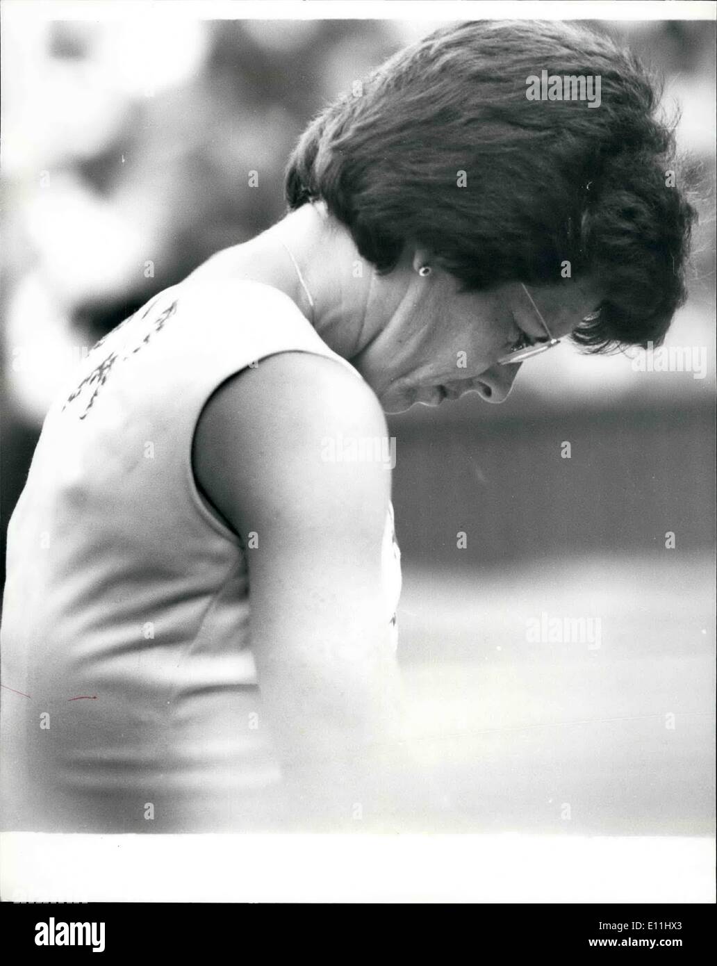 Jul. 07, 1978 - Wimbledon 78 Chris Evert beats Billy Jean King. Photo shows Mrs. King sits dejected after being beaten by Chris Stock Photo