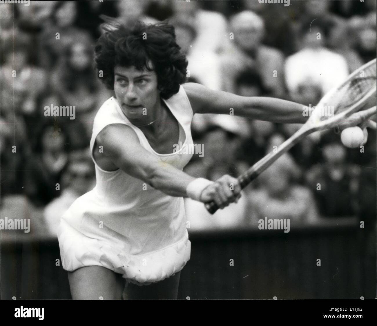 Jul. 07, 1978 - Chris Evert (US) beats Virginia Wade (GB). Photo shows Virginia Wade (GB) seen in action against CHRIS EVERT on Stock Photo
