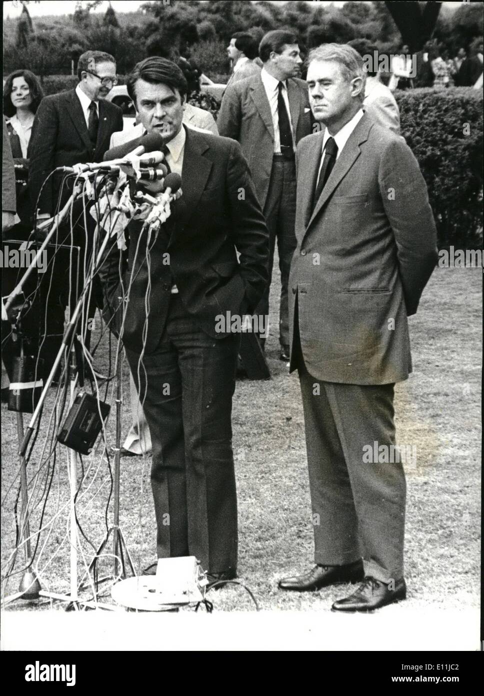 Apr. 24, 1978 - April 24th 1978 Intrim government leader of Rhodesia met Foreign Setary Owen and Cyrus Vance Ã¢â‚¬â€œ Dr. Dav Stock Photo