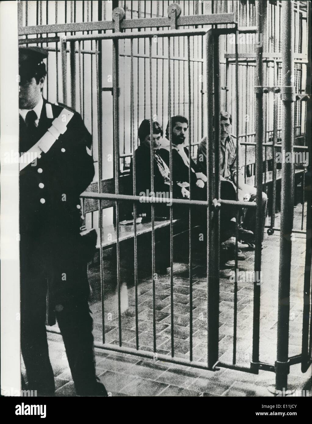 May 05, 1978 - Italy's Most Evil Man: Red Brigades Leader Renato Curcio Caged Like An Animal That He Is During The Turin Trial. Stock Photo