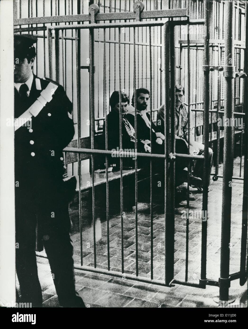 May 05, 1978 - Italy's Most Evil Man: Red Brigades Leader Renato Curcio Caged Like An Animal That He Is During The Turin Trial. Stock Photo
