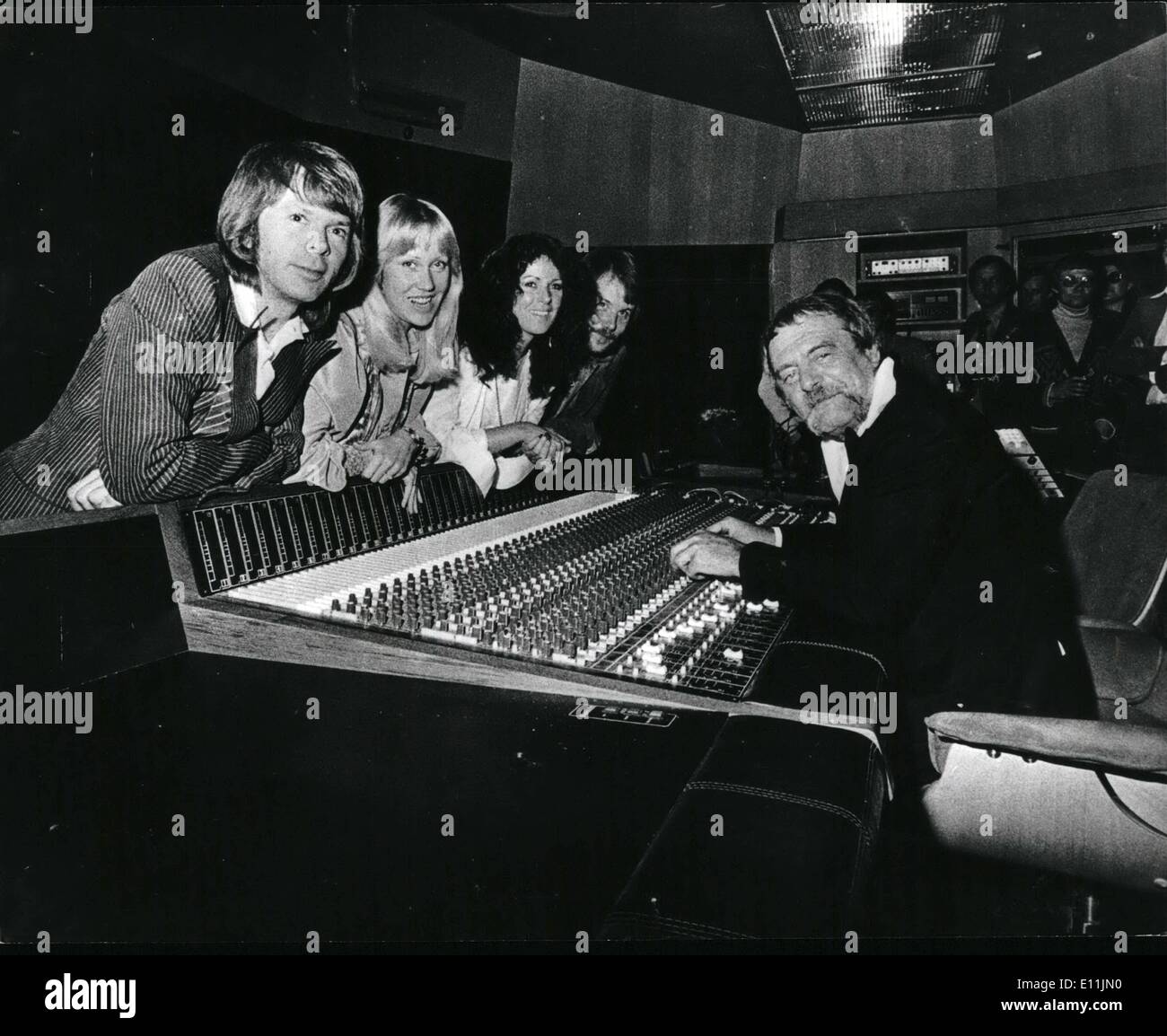 May 05, 1978 - Pop group Abba invest in their own recording studio : The Swedish pop group Abba have finally made one of their dreams come true after years of planning and designing they now have a recording studio of their own and custombuilt to their special demands. The studio, housed in a Stockholm city building just bought by Abba, is a unique piece of electronic gadgetry.and with a seerate mixing table for each musician, they can play together and yet record independently. But Abba being a business company are new offing the services of their net studio to other artists Stock Photo