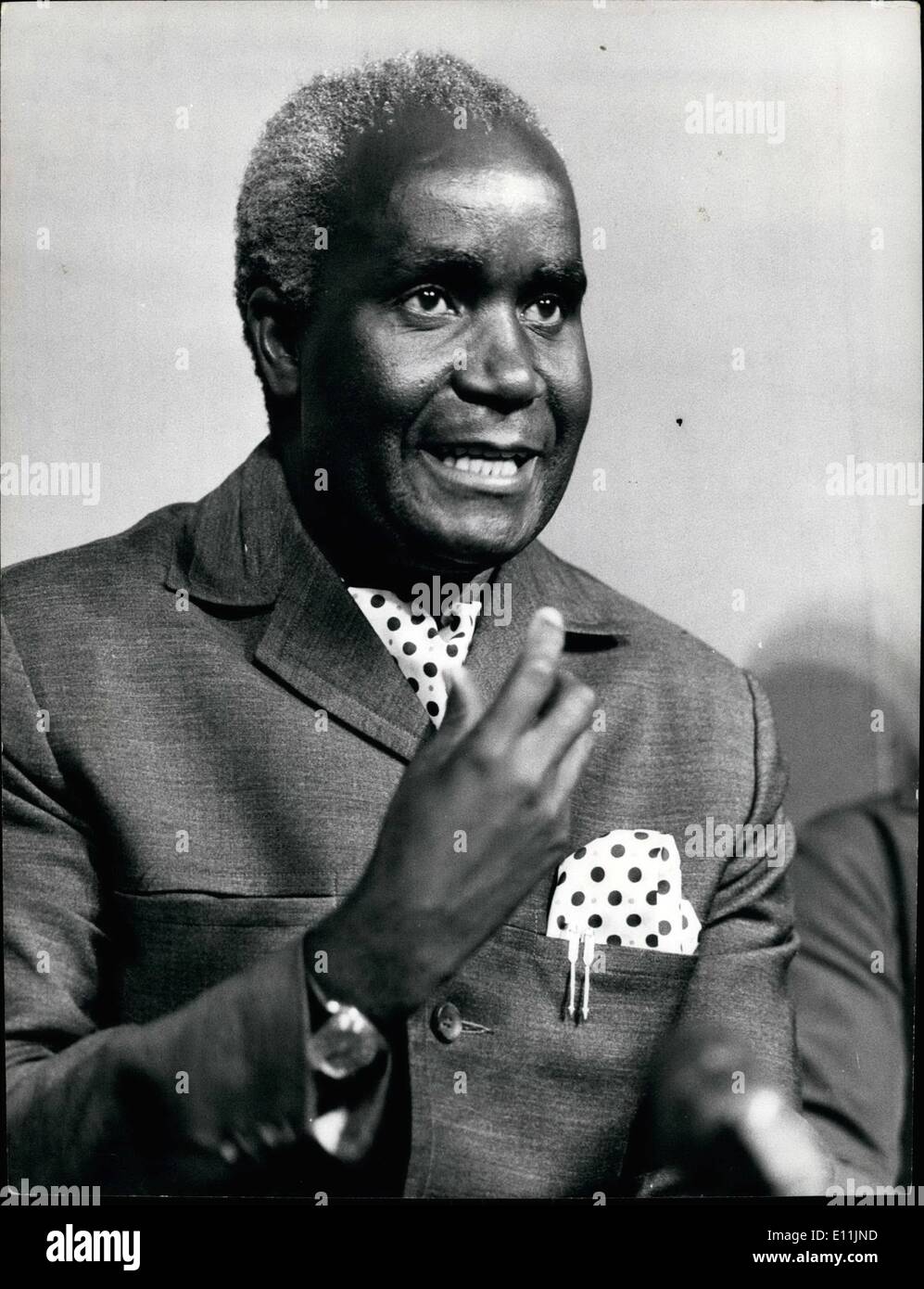 May 05, 1978 - EA recent portreit of Zambie's President Kenneth Keunde, the son of a black church minister. Keunde Ranke withMyerere as a ststesmenlike figure in black African. Stock Photo
