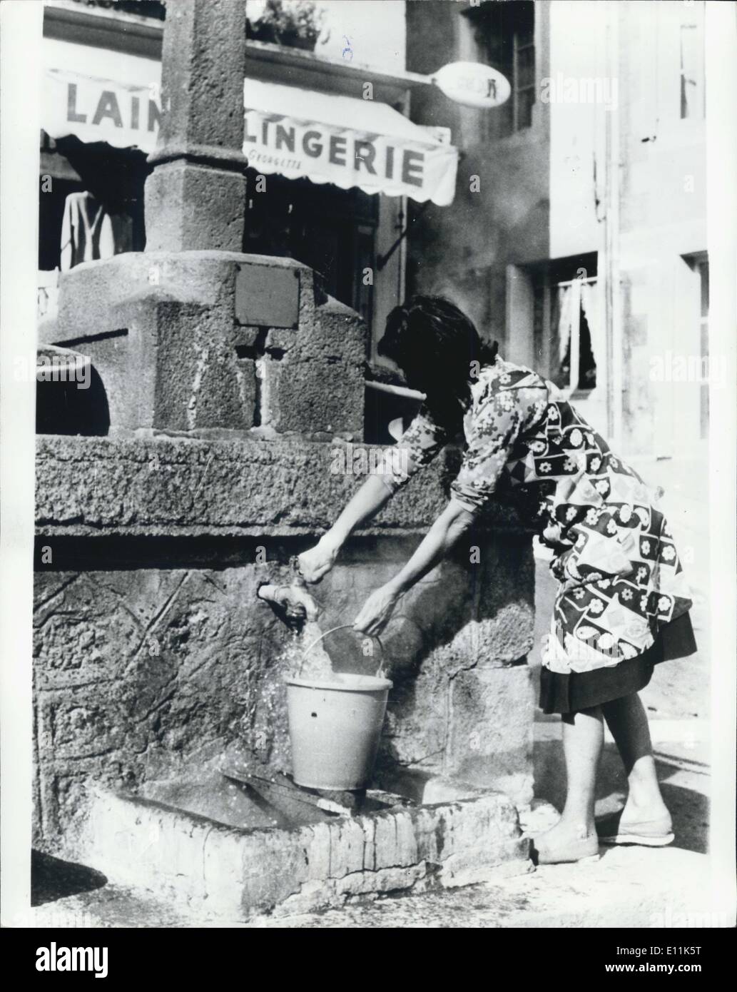 Sep. 01, 1978 - Endless Hot Water - and no Bills for the Lucky Householders of Chaudes-Aigues: With costs for heating domestic water constantly rising how lucky are the people who live in the small French town of Chaude-Aigues. They have had their own endless supply of hot water on tap since Roman tines. The source of the hot water is a well called Le Par which has a high pressure supply with a temperature of 82 degrees Celcius on the surface Stock Photo