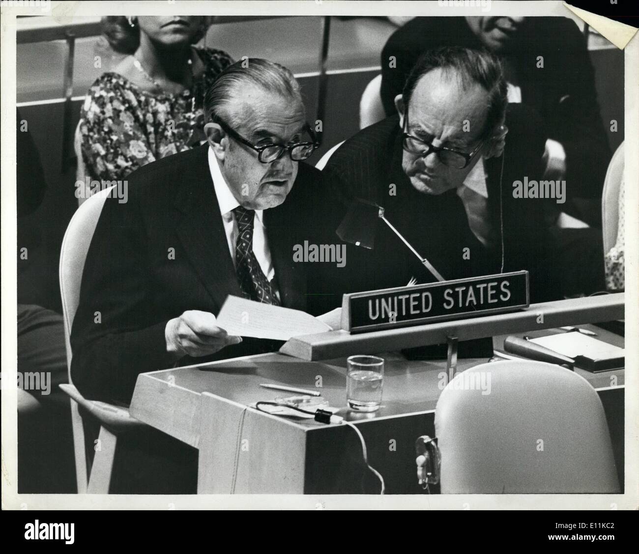 Jun. 06, 1978 - W. Averell Harriman US Representative to the UN General Assembly Special Session on Disarmament Addressing the Ad Hoc Committee on the Spread of Nuclear Weapons Stock Photo