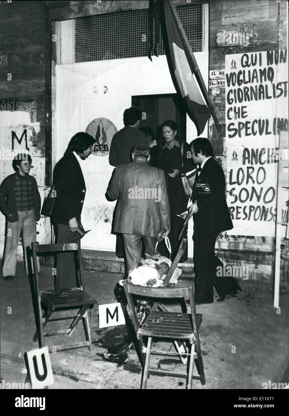 Jan. 01, 1979 - Violent demonstrations in Rome following the Killing of two young men of opposite political fractions (left & right) Right MSI offices where on of the young people was killed by the Police Stock Photo