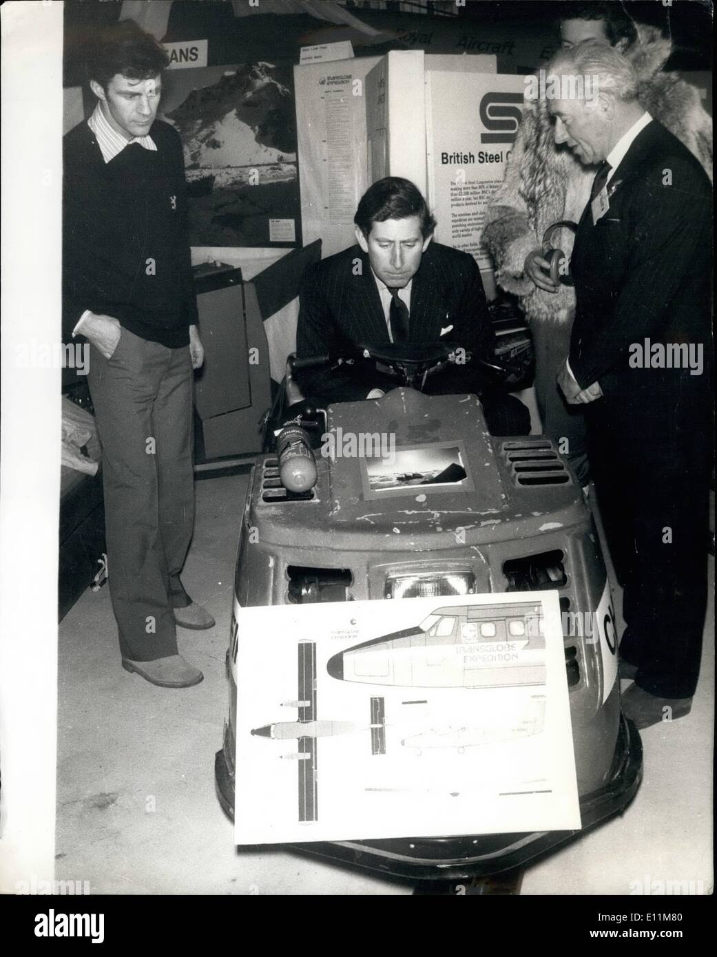 Feb. 02, 1979 - Prince Charles Launches First Attempt at Transpolar Trip. Man's first attempt to journey round the surface of the world by the Polar route was officially launched at Farnborough yesterday by Prince Charles. The 19 strong team of the Transglobe Expedition will set out in September. Photo Shows: Prince Charles seated in a Skido, an ice vehicle, when he launched the Polar route Transglobe Expedition in Farnborough, Hants, yesterday. Stock Photo
