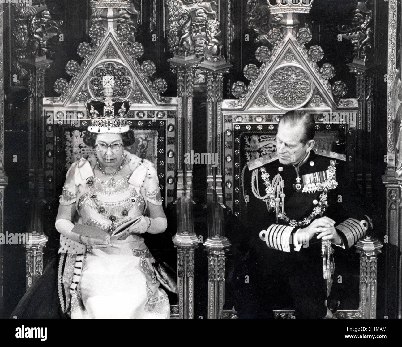 Queen Elizabeth II and Prince Philip open parliament Stock Photo