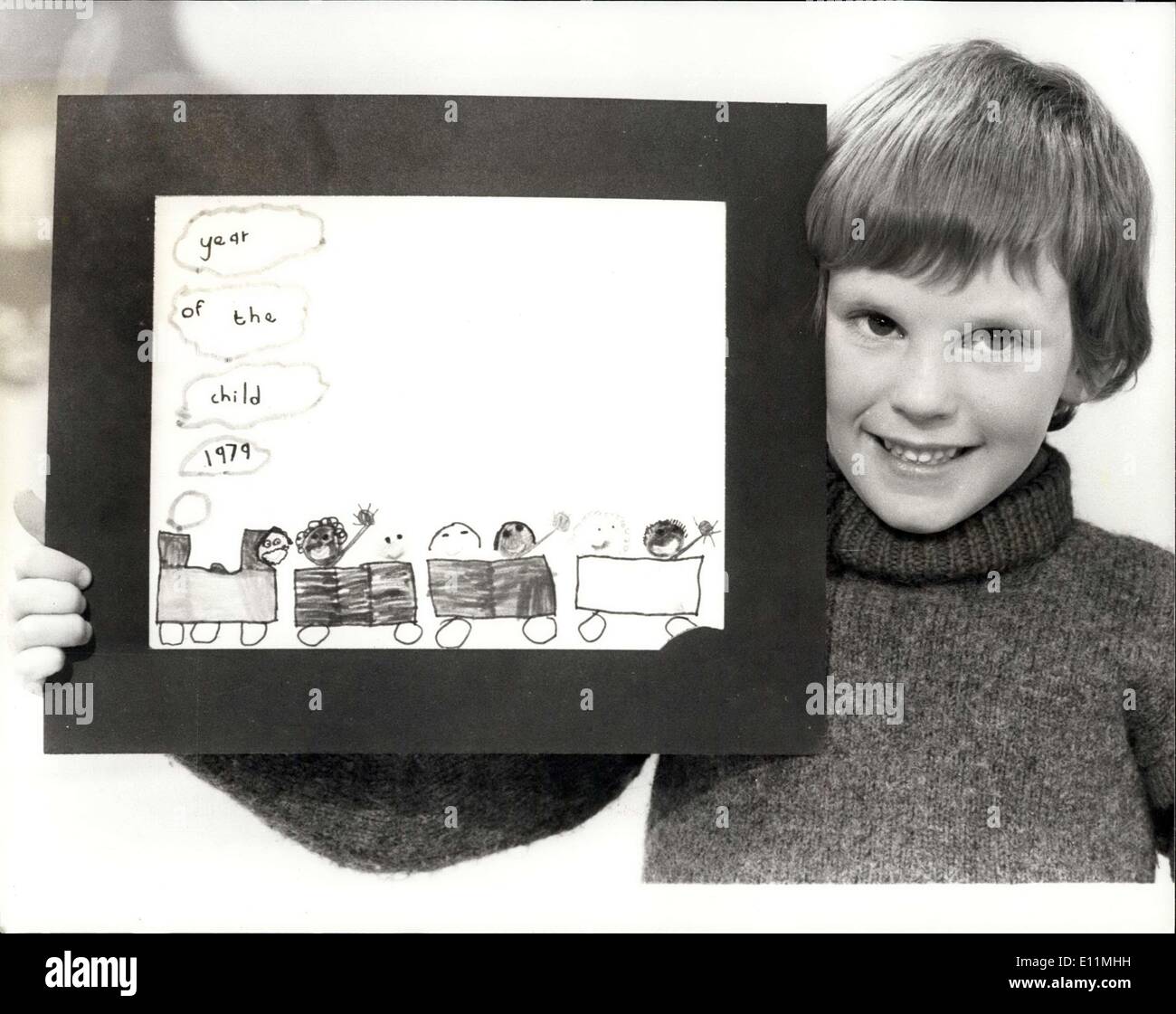 Feb. 15, 1979 - Boy of the year; For 5 year old Adrian Cresswell, the International year of the child, 1979, will always be a special year for his drawing will appear on thousands of letters with the official Post Office first day cover commemorative stamps. Adrian, from Stourbridge, in the West Midlands, was named as winner of a contest organized by the Blue Peter Children's television program to design a cover. Photo Shows Adrian Cresswell with his winning painting. Stock Photo