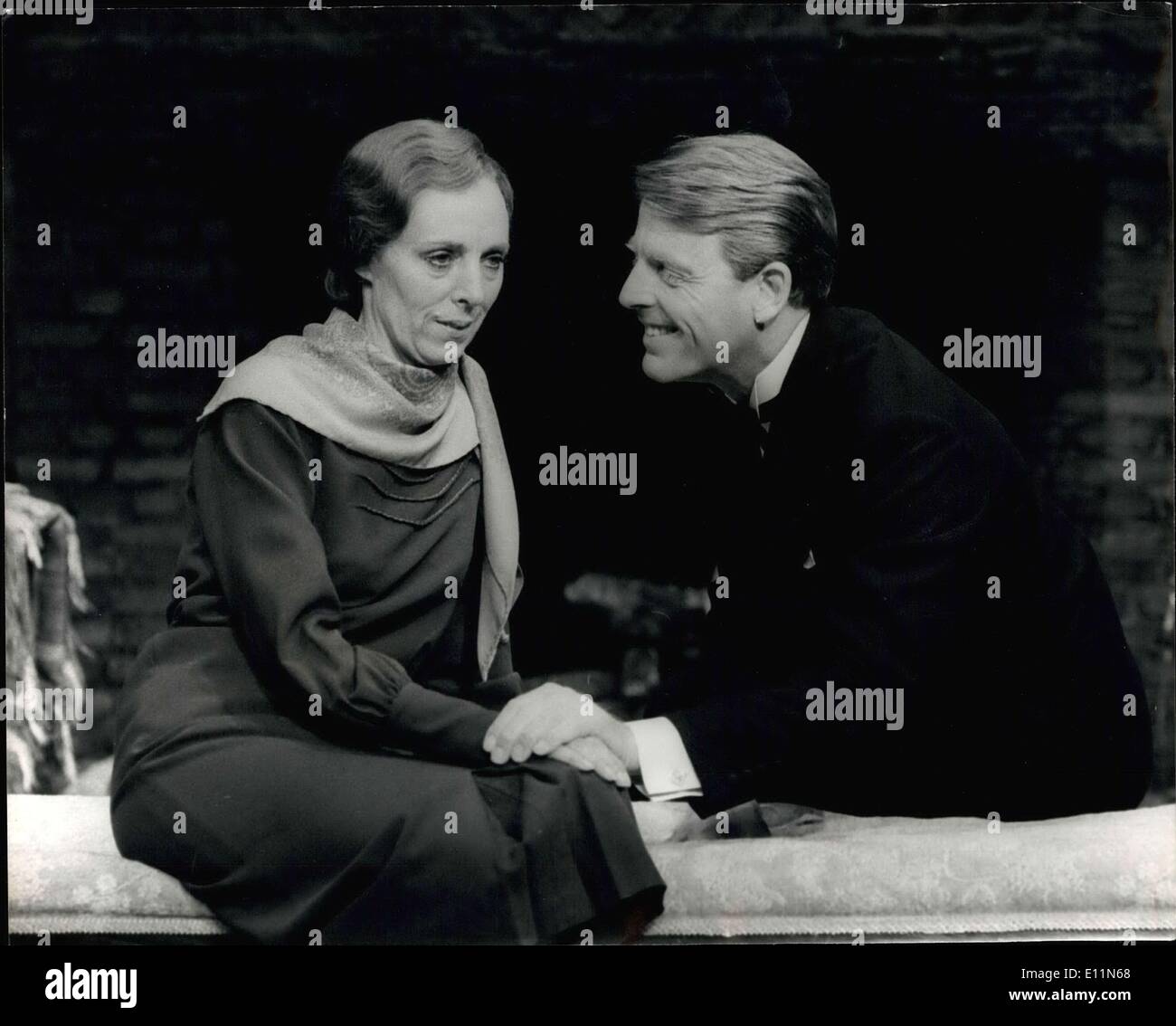 Jun. 14, 1979 - Edward Fox in ''The Family Reunion'': Edward Fox is to star in the T.S. Eliot play,'' The Family Reunion'' which opens at the Vaudeville Theater on June 19th. Photo shows Edward Fox, Harry, Lord Monchensey, and Joanna David, as Mary, during the photo call at the Vaudeville Theater today. Stock Photo