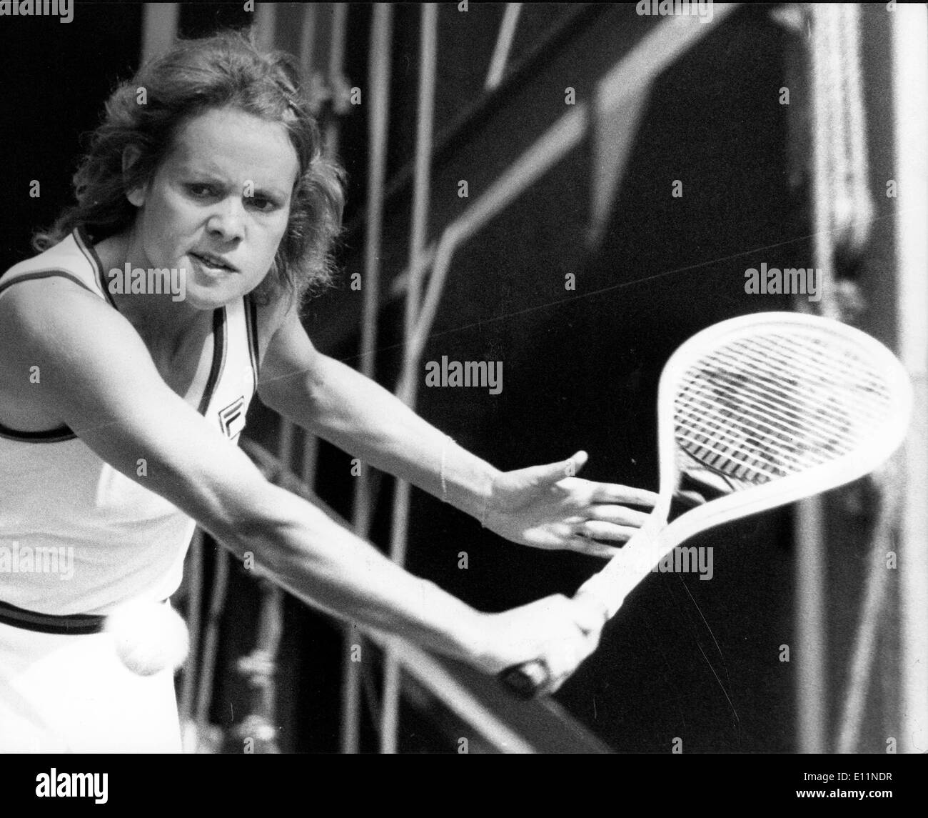 Tennis player Evonne Goolagong plays in match Stock Photo