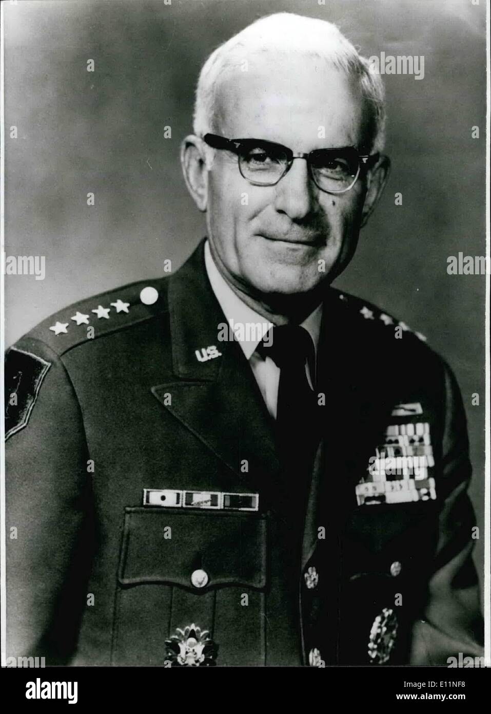 Jul. 07, 1979 - New Commander in Chief of NATO in Europe; will be from July 1st 1979 General Beranard W. Rogers. He is the successor of General Haig, which will resign after more than 4 years. Bernard W. Rogers is born at July 16th 1921 in Fairview in Kansas/USA. He studied at the Kansas State College, later at Military Academy West Point (1940/43), theh he was at Oxford/England (1947/50) and on the US Army War College (1959/60. The four star general (since November 1974), he was in the years 1960-62 in West Germany, won last chief of staff of the US Army. Stock Photo
