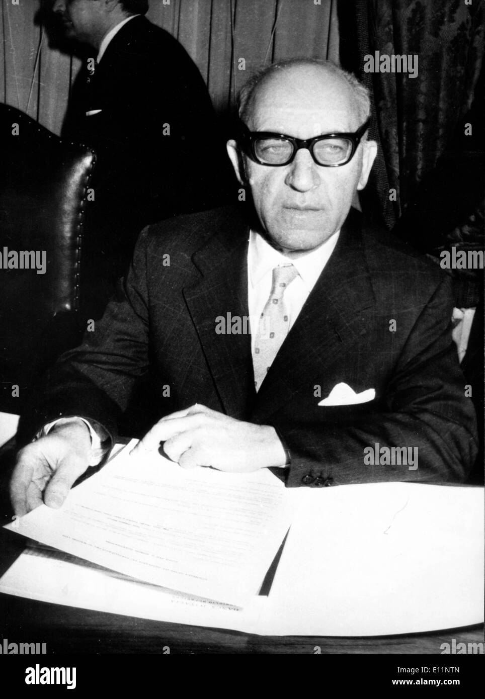 Apr 11, 1979; Rome, Italy; Portrait of the governor of the Bank of Italy, the greatest italian financial institut, PAOLO BAFFI. Stock Photo