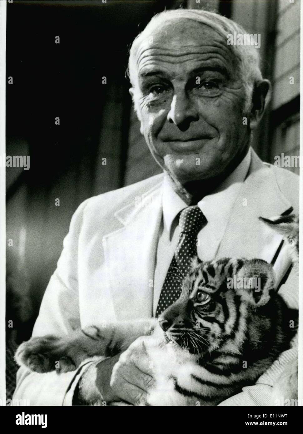 Apr. 24, 1979 - Prof. Dr. Bernhard Grzimek becomes 70 years old: Prof. Dr. med. vet., Dr. med. vet. h.c. zoologist and manager of the zoo in Frankfurt/West Germany from 1945-1974, Bernhard Grzimek, becomes at April 24th 1979, 70 years old. The, in Neibe/Schlesia born animal scientist made himself well-known with works about animal psychology. As a writer Bernhard Grzimek had published a 13 volumed animal encyclopedia Stock Photo