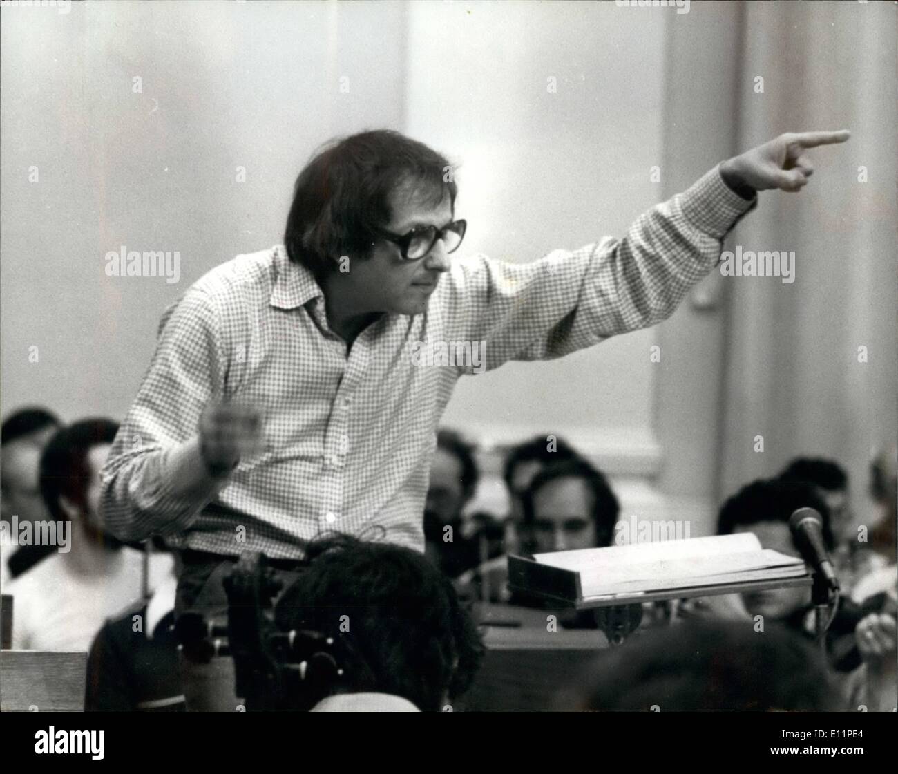 Jun. 06, 1979 - London Symphony Orchestra's 75th Anniversary Concert At The Festival Hall: The ISO's 75th Anniversary Concert takes place on Sunday 17th June in the Royal Festival Hall. The concert will be conducted by the present Principal Conductor, Andre Previn. Photo shows Andre Previn seen during rehearsals for Sunday's concert at the Festival Hall. Stock Photo