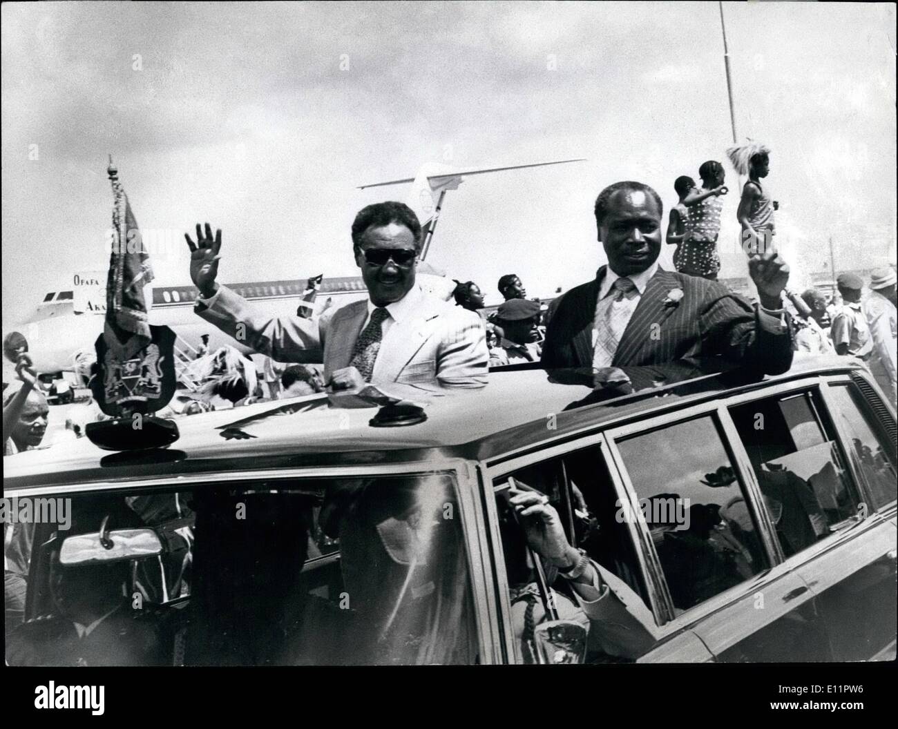 Jun. 06, 1979 - President Nimeri of Sudan with Kenyan President Moi in Nairobi during Nimeri's tour o East Africa, trying to end war between Uganda and Tanzania in his capacity as the current chairman of the OAU. Credit: Camerapix Stock Photo