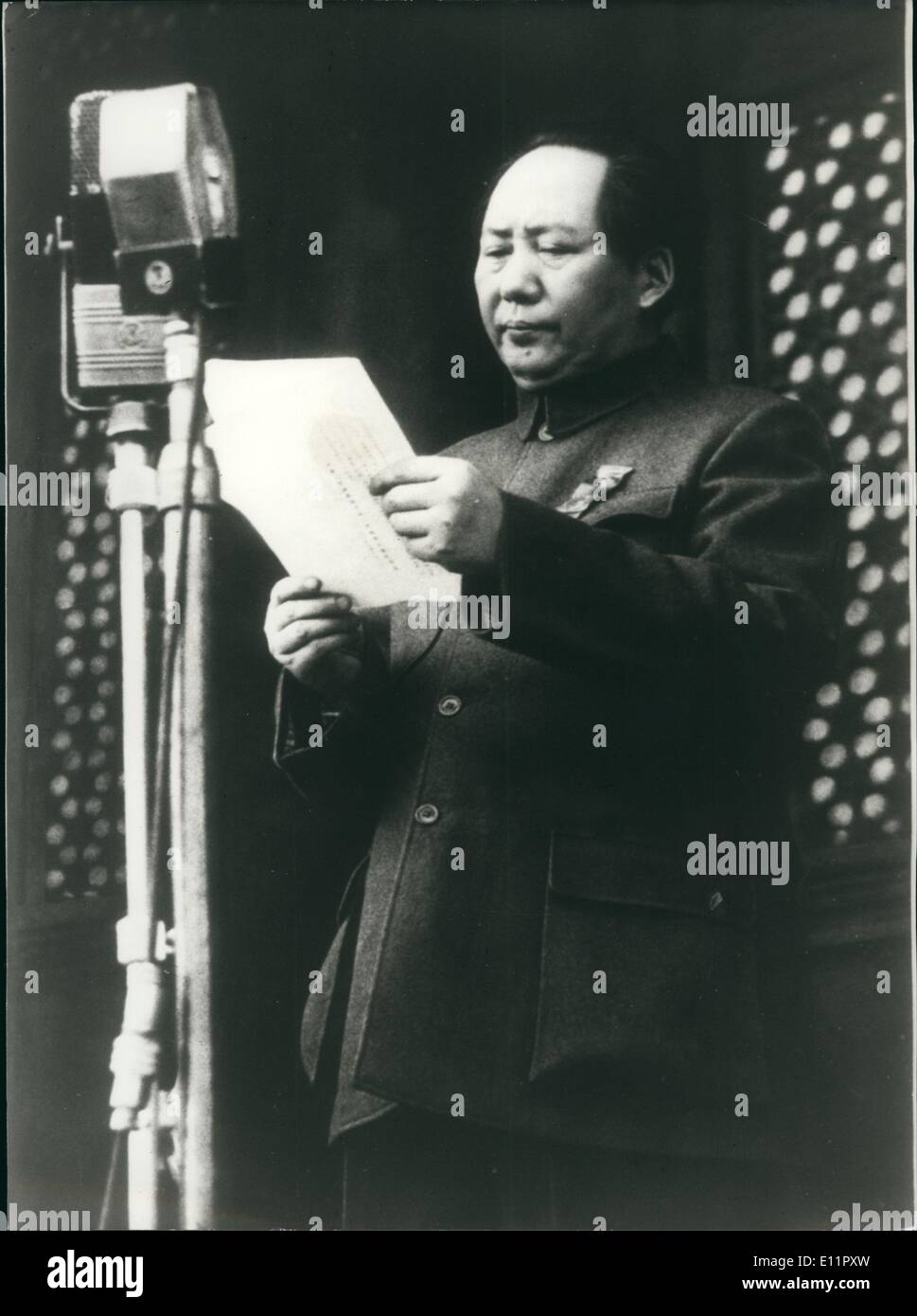 Sep. 09, 1979 - He is about to give a speech at a celebration of the country's founding, October 1st 1949. General Chang Kai Shek Cries, General Pei Teh's Funeral Stock Photo