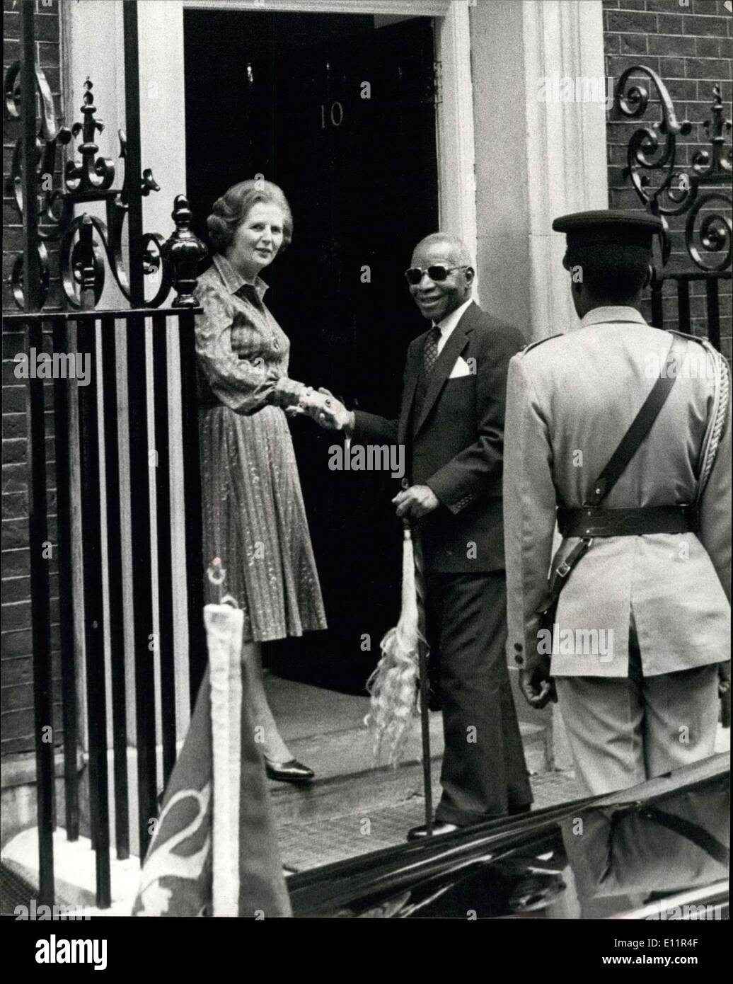 Sep. 11, 1979 - Dr Banda calls on Mrs Thatcher. Photo shows Dr Hastings Banda, President of Malawi , seen being greeted by the Prime Minister Mrs Thatcher when he arrived at No 10 for talks . He is on a private visit to London. Stock Photo