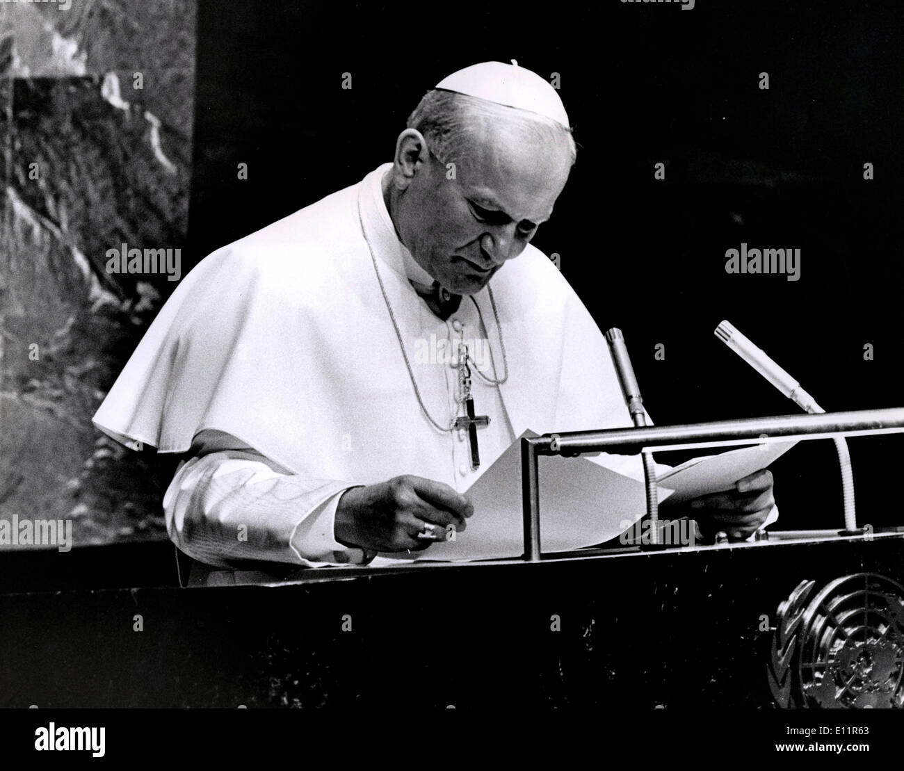Oct 02, 1979; NYC, NY, USA; POPE JOHN PAUL II speaks to the General assembly at the United Nations. (Credit Image: © KEYSTONE Stock Photo