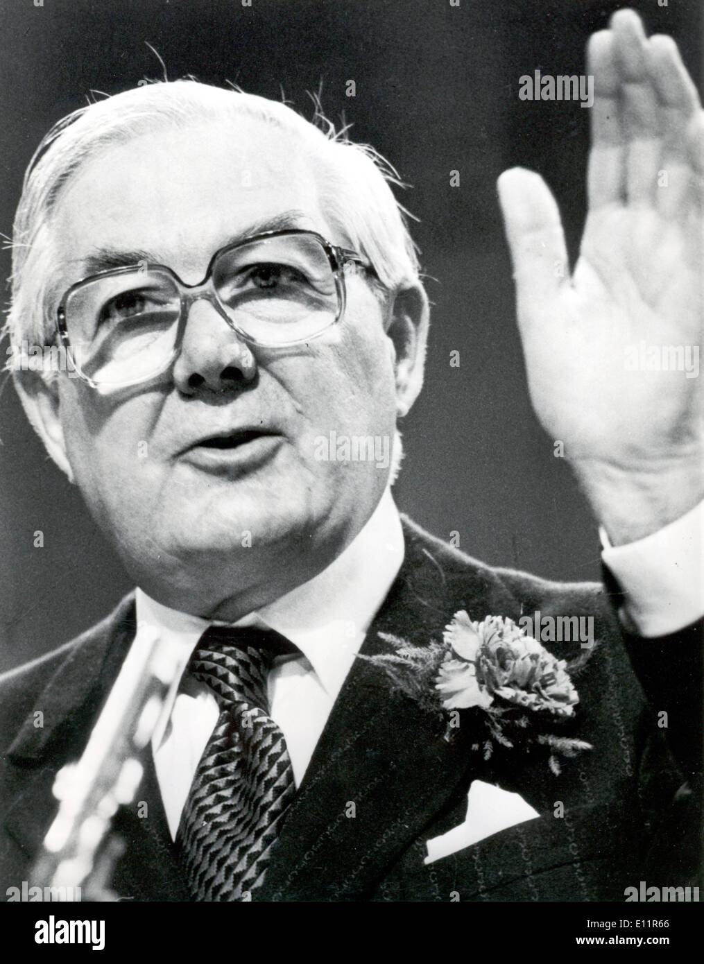 Prime Minister of the United Kingdom JAMES CALLAGHAN after giving a