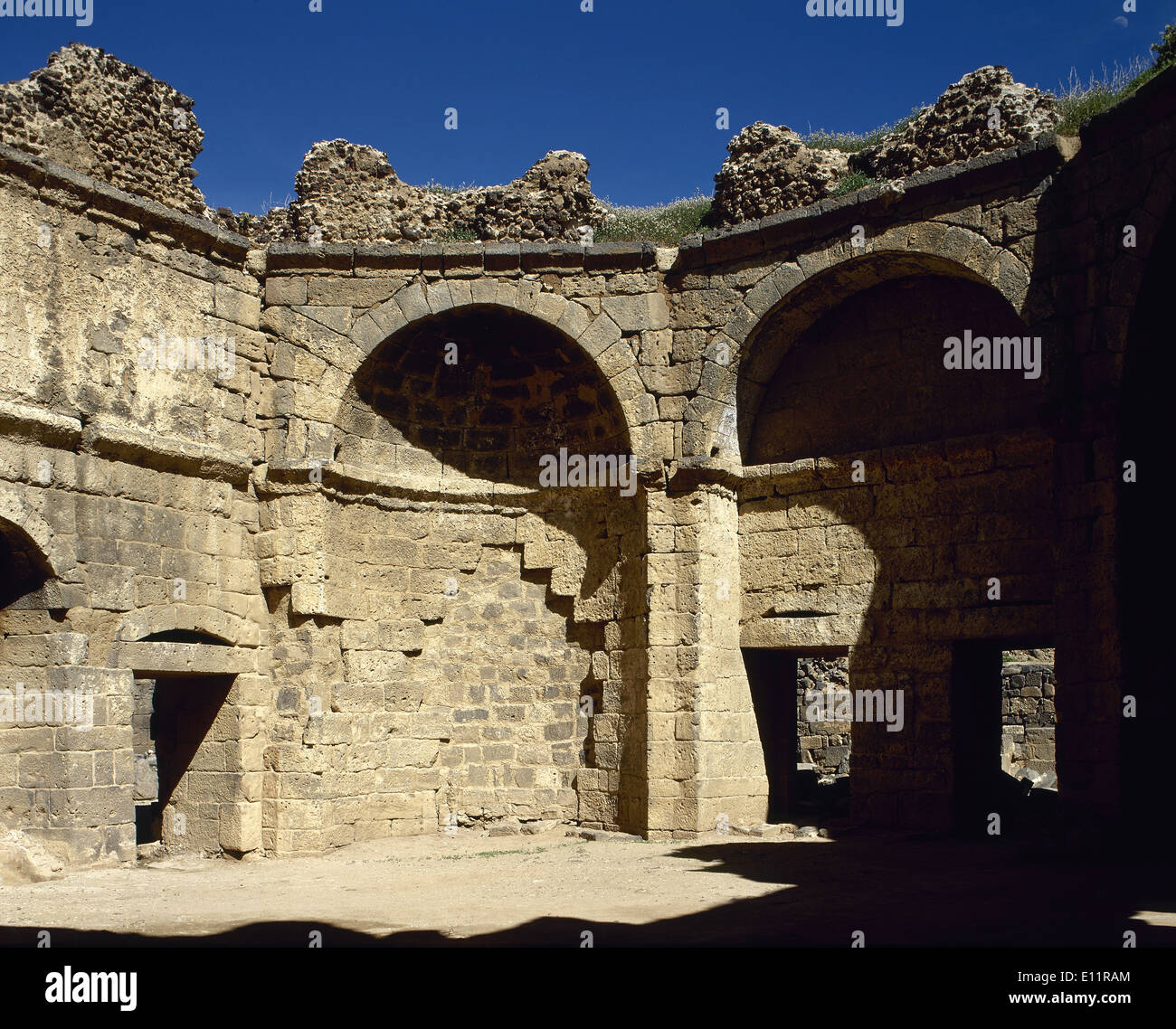 Syria. Bosra. Hammab Manshak. Old public baths. 14th century. ruins. Stock Photo