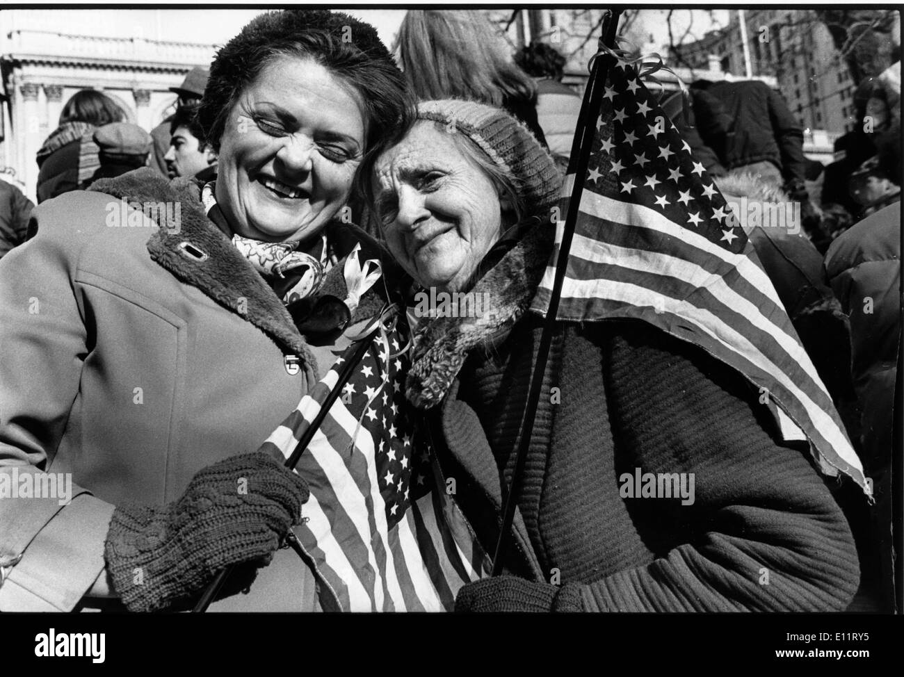 Nov 08, 1979 - Washington, District of Columbia, USA - Iranian Americans support USA during a protest against the Iran Hostage Crisis 444 Days. The hostage-takers, declaring their solidarity with other ''oppressed minorities'' and ''the special place of women in Islam,'' released 13 women and blacks in the middle of November 1979, leaving only one black and two women hostages. One more hostage, Richard Queen, was released in July 1980 after he was diagnosed with multiple sclerosis. The remaining 52 hostages were held captive until January 1981 Stock Photo