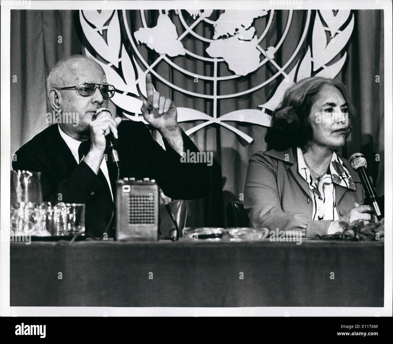 Nov. 11, 1979 - Press Conference at the UN with Oscar Collazo and Lolita Lebron Puertorican Nationalists participating. They were among the four terrorists who wanted to kill Pres. Truman, were in jail for 25 years and now pardoned by Pres. Carter. Stock Photo